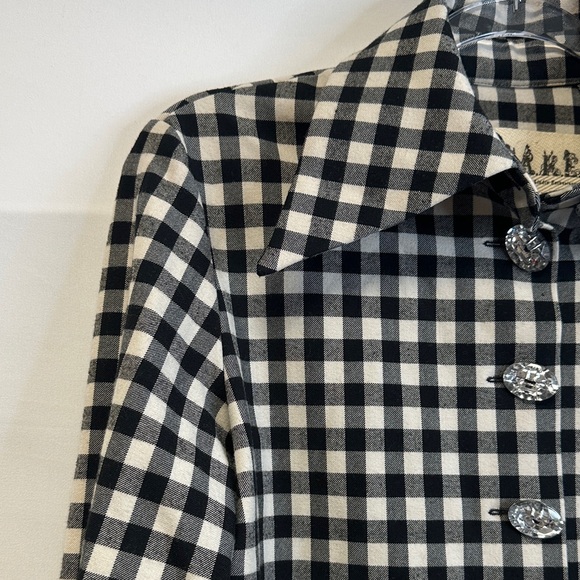 A.W.A.K.E. Mode Gingham Fitted Basque Shirt Ext. Collar Flared Cuffs EU 38/US 8 - Picture 5 of 8